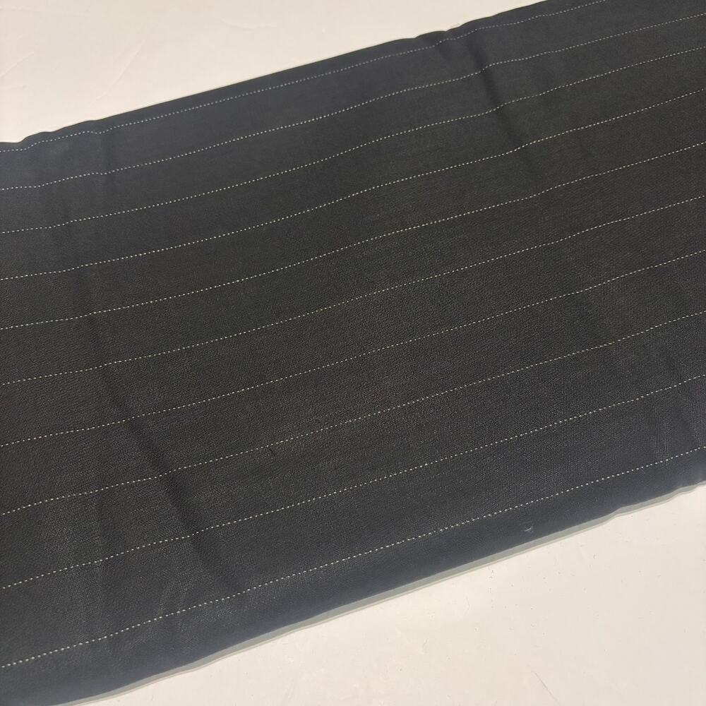 Black White Pinstripe Wool Fabric 2.5 Yds 60" Wide Suiting Tailoring Cloth